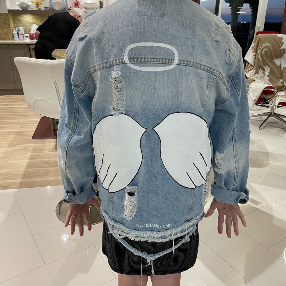 Rare and retired Wren and Glory angel denim jacket
